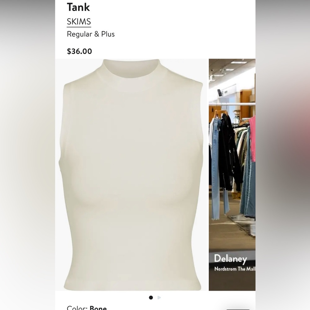 Nwt skims mock neck tank color bone